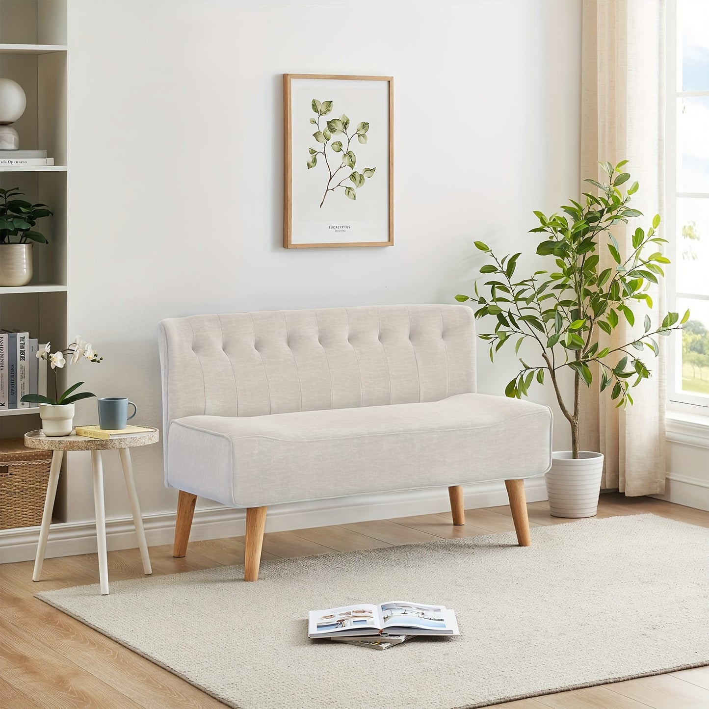 2-Zitsbank – Loveseat – Sleeper Sofa – Sofa Bed – Futon – Linnenlook Stof – Compact & Onderhoudsvriendelijk