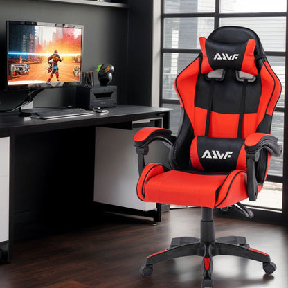 Ergonomic Gaming Chair Computer Swivel Chair with Headrest and Lumbar Support, Tilt and Lock Function, Height Adjustable, Swivel, High Back, Racing Chair