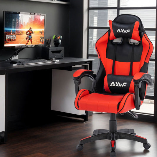 Ergonomic Gaming Chair Computer Swivel Chair with Headrest and Lumbar Support, Tilt and Lock Function, Height Adjustable, Swivel, High Back, Racing Chair