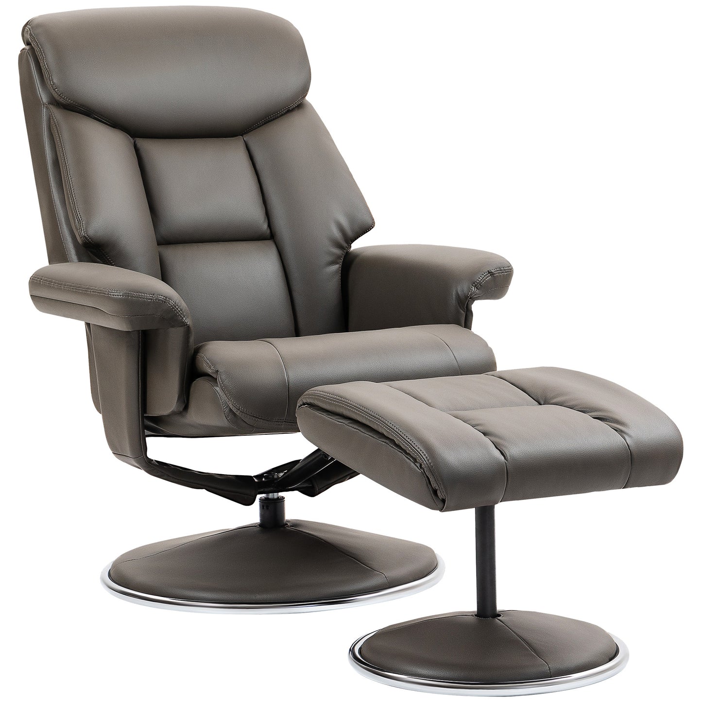 TV-fauteuil – Relaxfauteuil – Recliner – Schommelstoel – Fauteuil met Voetenbank – Verstelbare Rugleuning tot 132° – Hoogwaardig Kunstleer Grijs