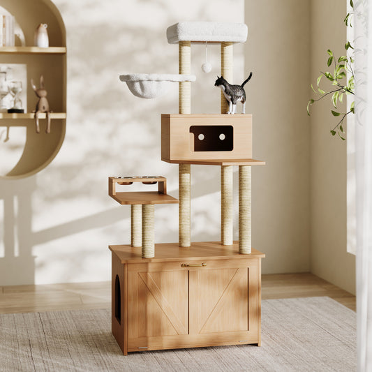 Krabpaal – Kattenboom – Kattenhuis – Krabmeubel – Krabtoren – Ruime Platforms – Aluminium Frame – 80x50x173 cm – Ruimtebesparend Design