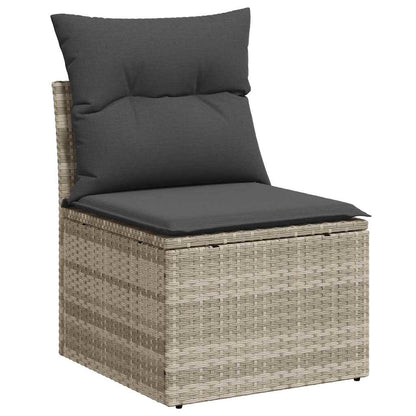 Modulaire Loungeset – Tuinset – Buitenbank – Loungesofa – Zithoek Buiten – Lichtgrijs – Kunststof Rattan – Waterafstotende Kussens – Verstelbare Poten