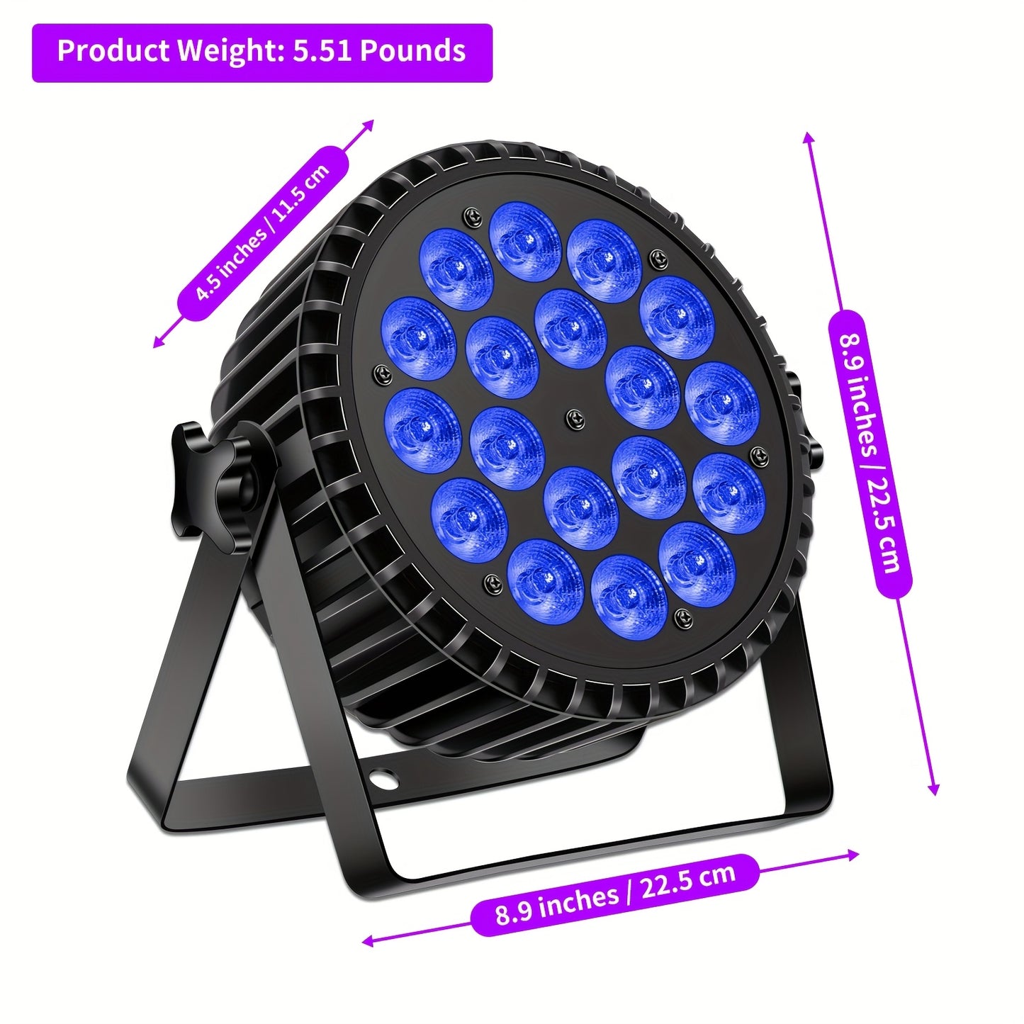 LED Par Lamp – Podiumverlichting – Feestverlichting – Disco Licht – Stage Light – RGBWA + UV 6-in-1 LED’s – Aluminium Behuizing Met DMX 7/10-Kanaals En Strobe Effect