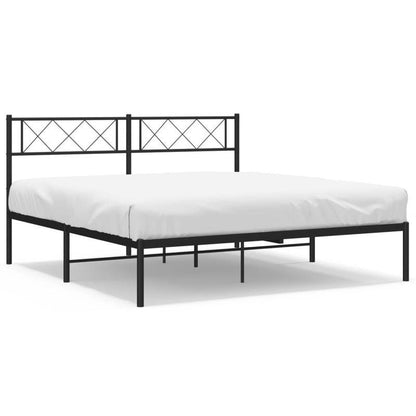 Bedframe – Bedframe Met Hoofdbord – Stalen Bedframe – Platformbed – Slaapbed – Zwart Met Hoofdbord – Stevige Metalen Constructie – Geschikt Voor 160x200 cm