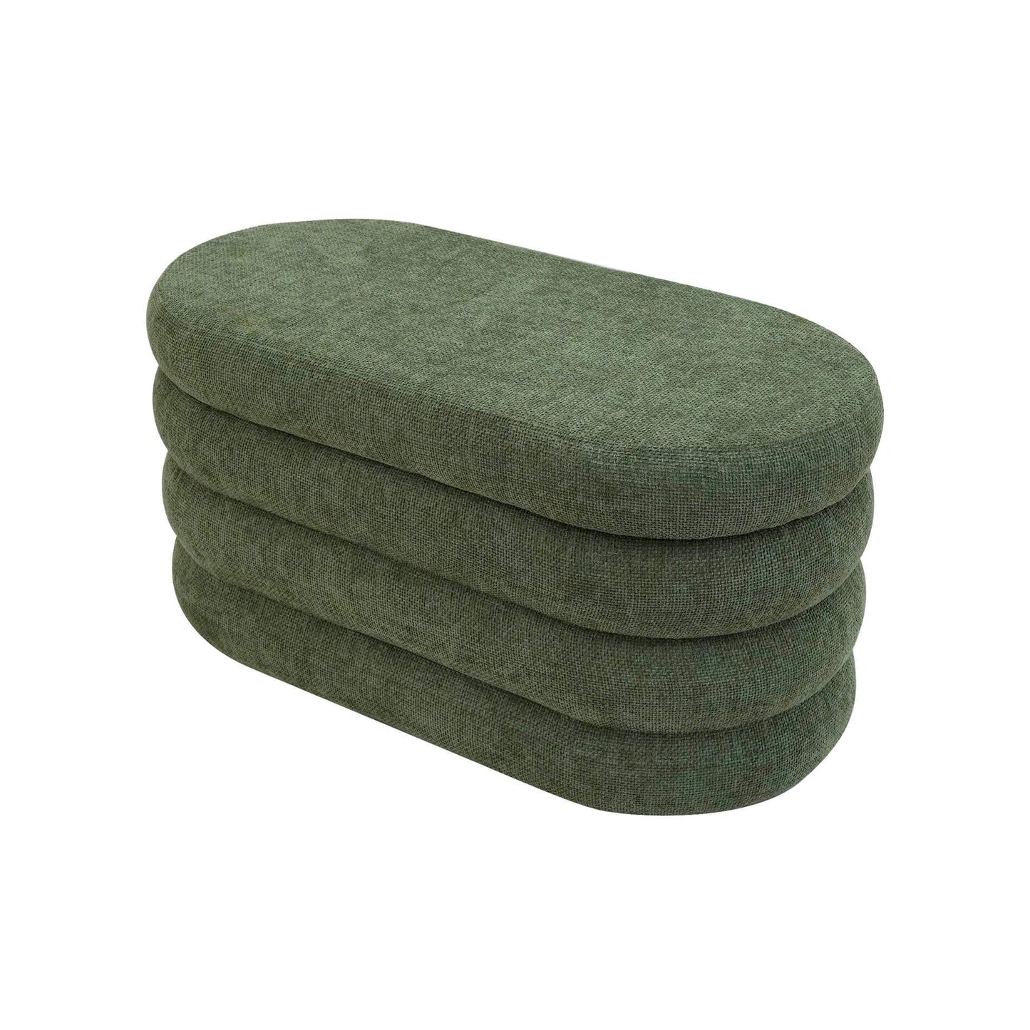 Rebecca Mobile Pouf, Long Oval Pouf, White Orange Green Grey, Polyester Fabric MDF, with Storage Compartment, for Living Room Bedroom - Measurements Hxlxp: 38 X 76 X 38 Cm