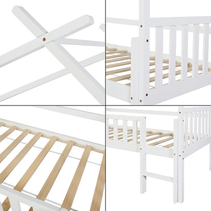 Bedframe Kinderbed Kinderbedje Huisbed Houten Bed – 90x200 cm – Valbeveiliging – Massief Dennenhout