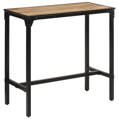 Barset – Barkrukken – Bar Stoelen – Bistro Set – Keukenbar Set – Massief Mangohout – Industrieel Metalen Frame – Comfortabele Zitting – Kunstleer Bekleding – Bruin