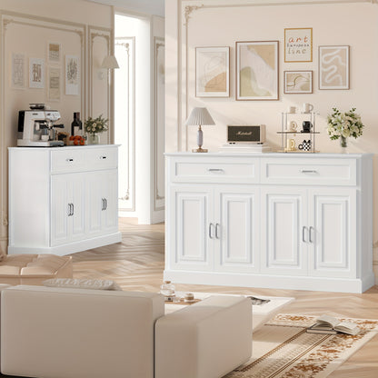 Opbergkast – Kast Met Lades – Dressoir – Bergmeubel – Witte Opbergkast – Stevig Hout & Spaanplaat – Ruime Indeling Met 3,2+ Kubieke Voet