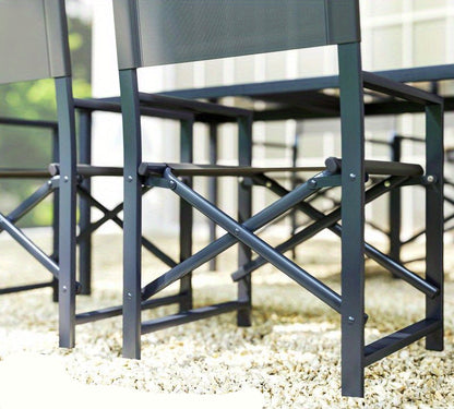 Eettafelset – Eethoek – Keukentafelset – Balkonset – Zitgroep – 5-delig – Inklapbare Stoelen – Gehard Glas Tafelblad – Stalen Frame – Modern Grijs