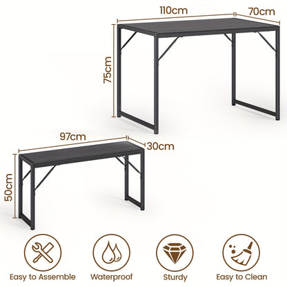Tafelset 4 Personen – Eettafelset – Tuinset – Bistroset – Keukentafelset – Zwart – Stevig Stalen Frame – Waterbestendig & Ruimtebesparend Ontwerp