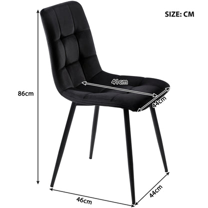 Eettafelset – 5-delig – Ronde Eettafel – Keukentafel – Stoelenset – Compact Diner – Ø80 cm – Wit MDF Tafelblad – Zwarte Fluwelen Stoelen
