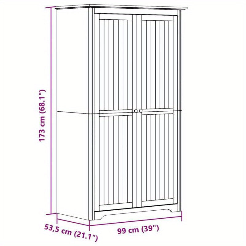 Kledingkast – Garderobekast – Kledingopberger – Kast – Linnenkast – Massief Grijs Grenen – Ruime Opbergkast 99x53,5x173 cm