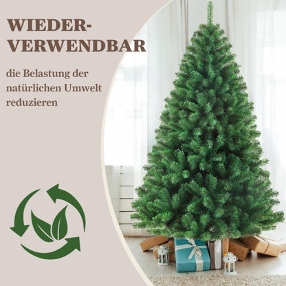 Kunstkerstboom – Nepkerstboom – Kerstboom Kunst – Sierboom – Groene Kerstboom – 210 cm Hoog – 1050 Dichte PVC Takken – Metalen Voet – Eenvoudige Montage