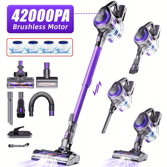 Cordless Vacuum Cleaner 42000pa- Versatile 8-in-1 Upright Vacuum Cleaner- Brushless Motor - 55 Minute Auto Run - Removable Battery.