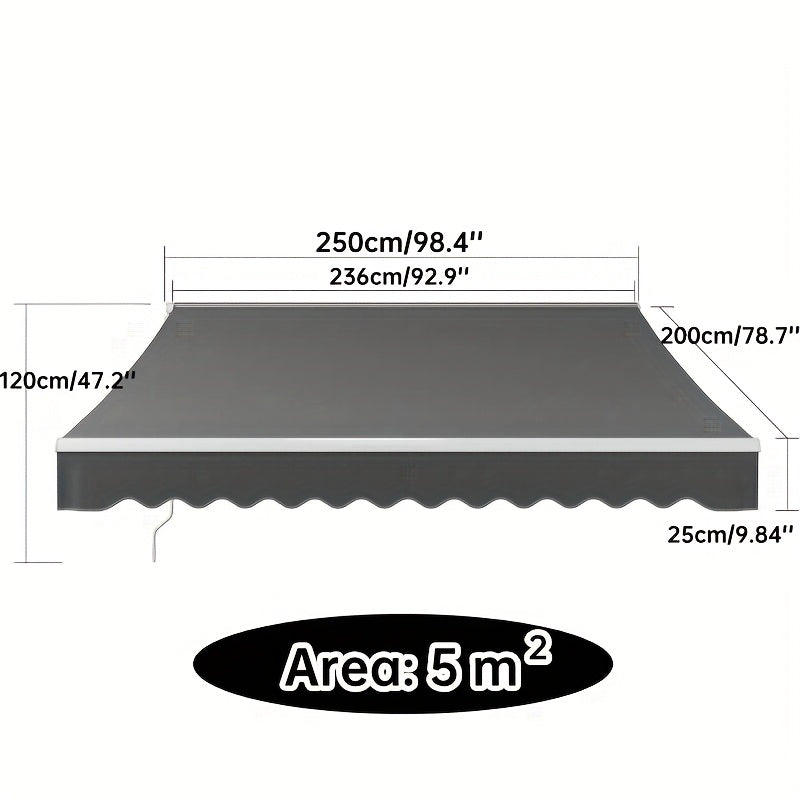 Zonnescherm Uittrekbare Zonwering – Uitschuifbaar Schaduwdoek – Sun Sail – Balkonzonwering – UV Bescherming – 250x200 cm – Handmatige Slinger – Duurzaam Legering Frame