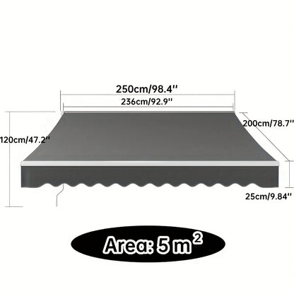 Zonnescherm Uittrekbare Zonwering – Uitschuifbaar Schaduwdoek – Sun Sail – Balkonzonwering – UV Bescherming – 250x200 cm – Handmatige Slinger – Duurzaam Legering Frame