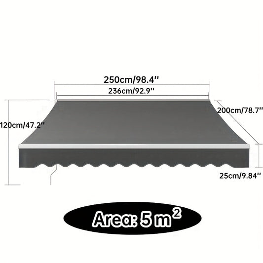 Zonnescherm Uittrekbare Zonwering – Uitschuifbaar Schaduwdoek – Sun Sail – Balkonzonwering – UV Bescherming – 250x200 cm – Handmatige Slinger – Duurzaam Legering Frame