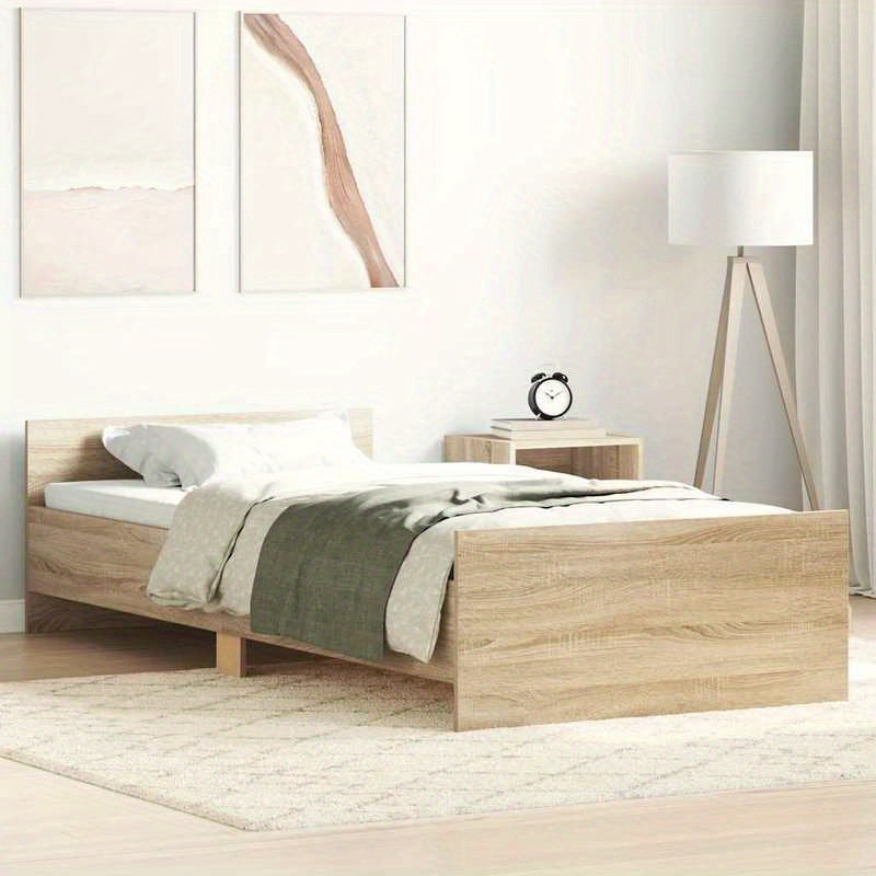Bedframe Oak – Bedframe 100x200 – Eenpersoonsbed – Ledikant – Jongenskamerbed – Massief Hout – Modern Minimalistisch – Eenvoudige Montage – Duurzaam Natuurlijk Design