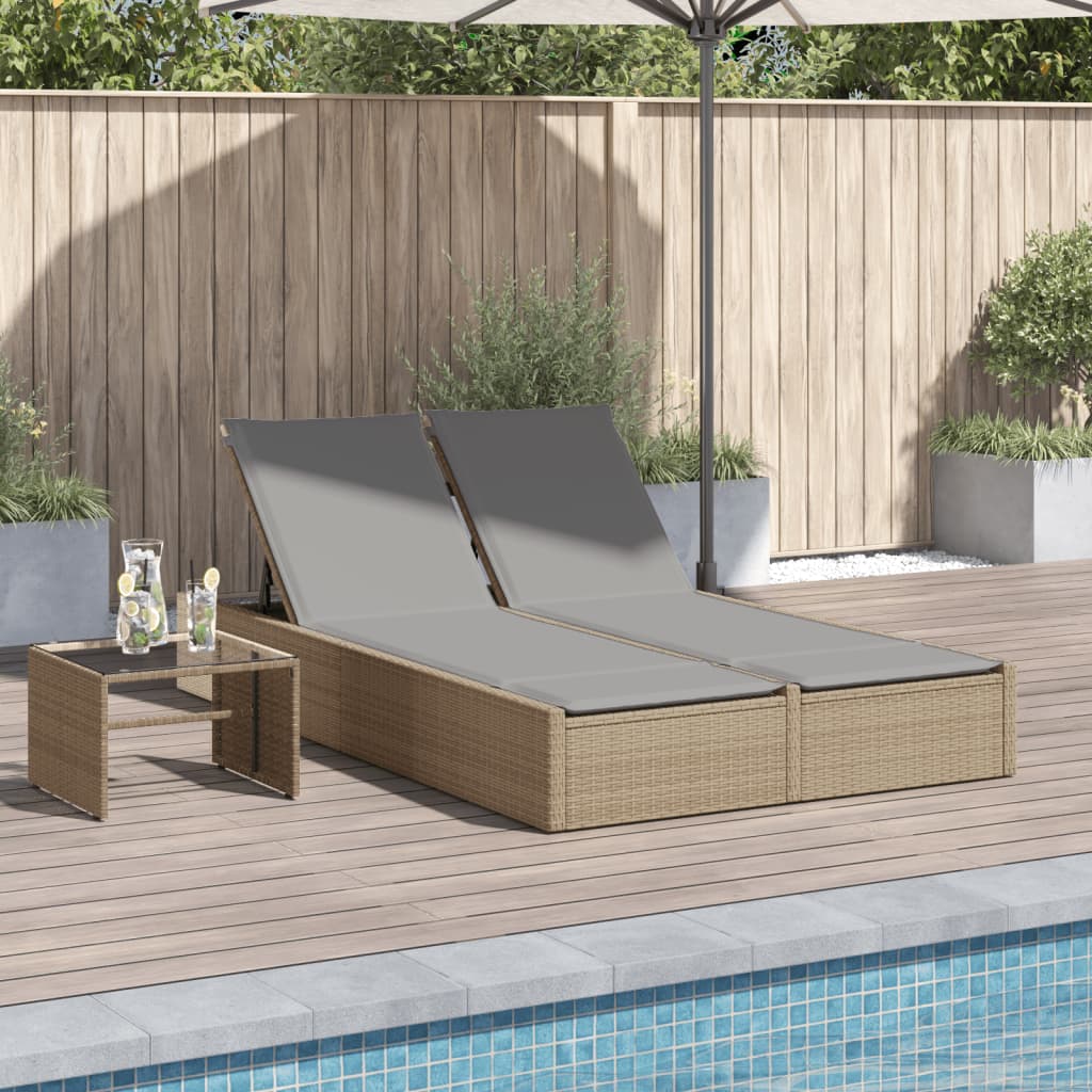 Ligbed – Dubbele Lounger – Loungezetel – Zonnebed – Ligstoel – PE-Rattan – Verstelbare Rugleuning – Comfortabele Kussens