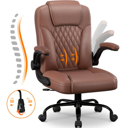 Authmic Office Chair Ergonomic Desk Chair Executive Chair with Padded Armrests Foldable, Height Adjustable, Rocking Function And Headrest Comfortable for Home Office Office Chair 150kg