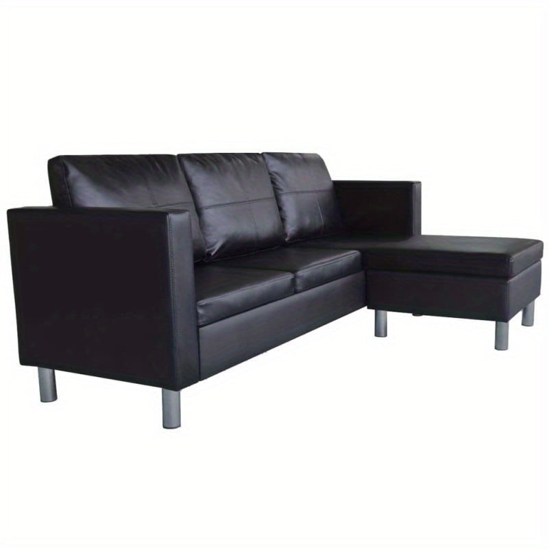Bankstel – 3-zitsbank – Zitbank – Sofa – Bank – Zwart – Synthetisch Leer – Modern Design – Comfortabele Foamvulling