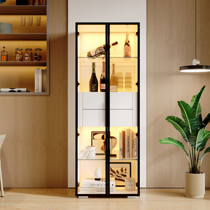 Schoenenkast – Schoenenrek – Opbergkast – Schoenenbank – Halmeubel – Wit – Hoog model 160 cm – Glazen deuren met lades