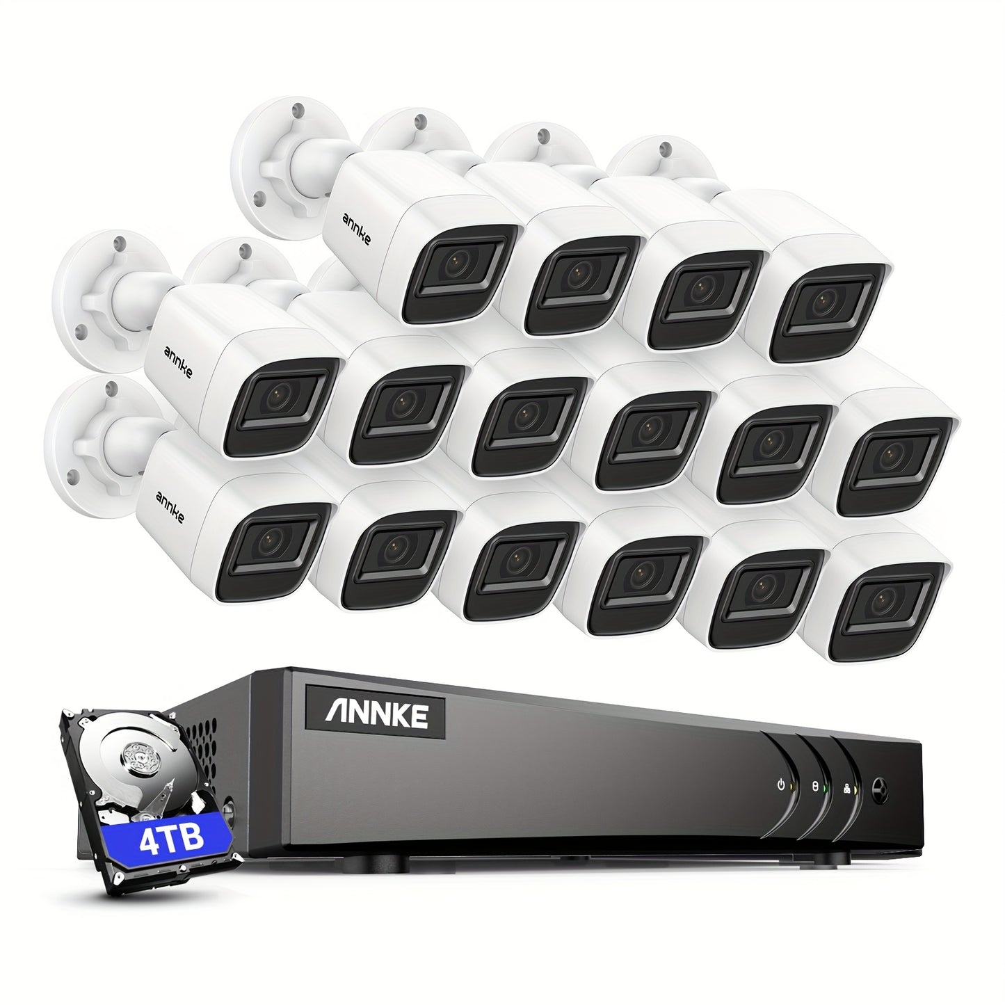 Beveiligingssysteem – CCTV Systeem – Camerasysteem – Bewakingsset – 16-Kanaals DVR Recorder – AI Bewegingsdetectie – 16x 1080p Full HD Camera’s – 4TB Harde Schijf