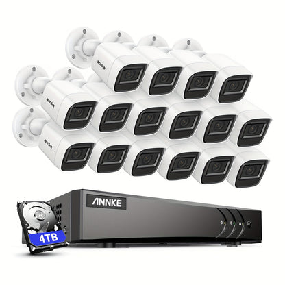 Beveiligingssysteem – CCTV Systeem – Camerasysteem – Bewakingsset – 16-Kanaals DVR Recorder – AI Bewegingsdetectie – 16x 1080p Full HD Camera’s – 4TB Harde Schijf