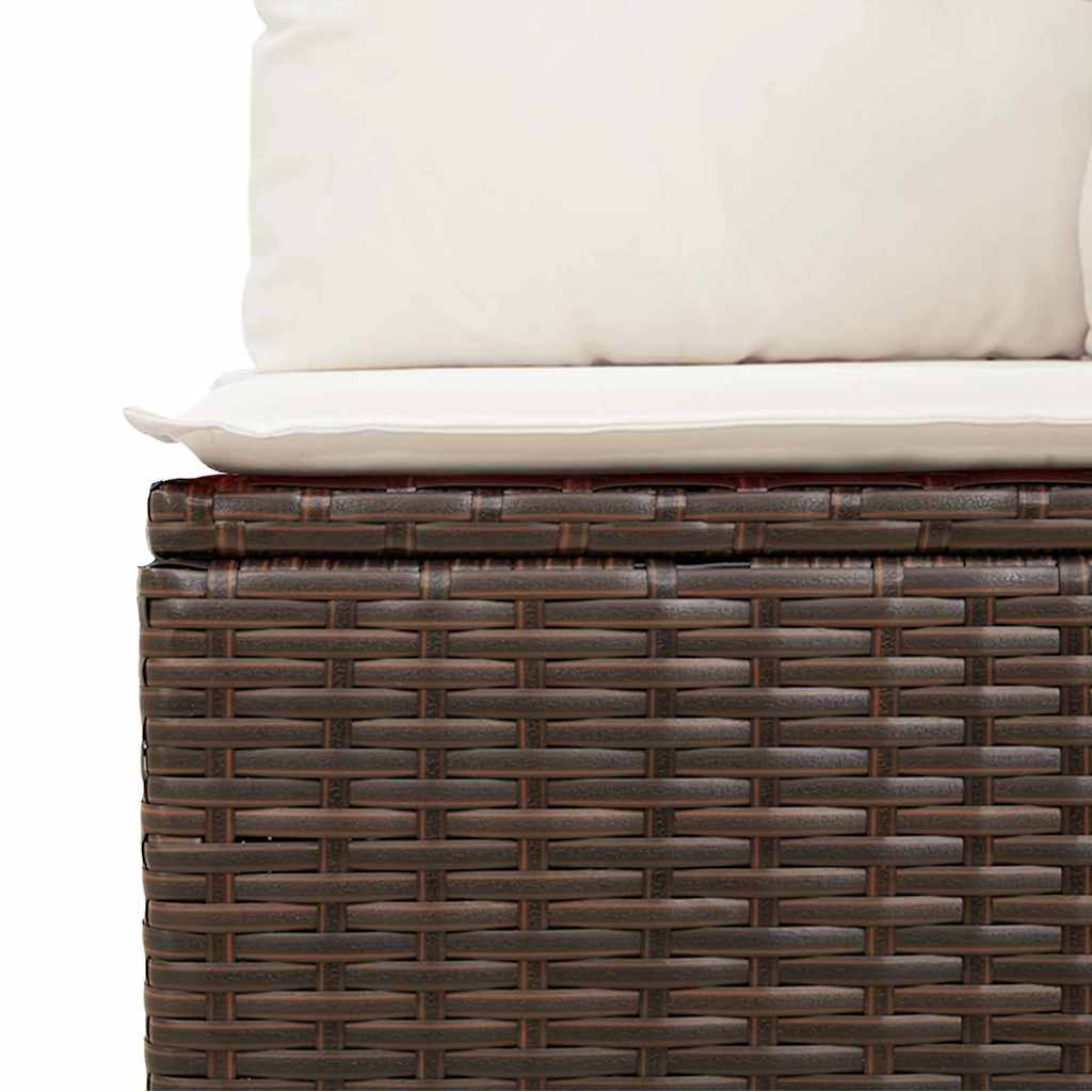 Tuinbank – Buitenbank – Loungeset – Zithoek – Tuinmeubel – Modulaire Loungebank – Weerbestendig – verstelbare Poten – Bruin en Crème