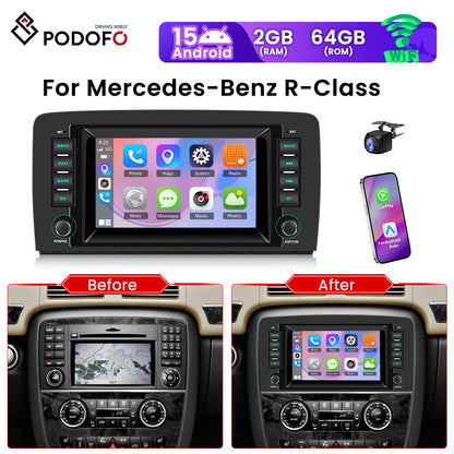 Android 15 Autostereo – Autoradio – Multimedia Speler – GPS Navigatie – Touchscreen Radio – 7 Inch IPS Scherm – Wireless CarPlay & Android Auto – 2GB RAM 64GB Opslag
