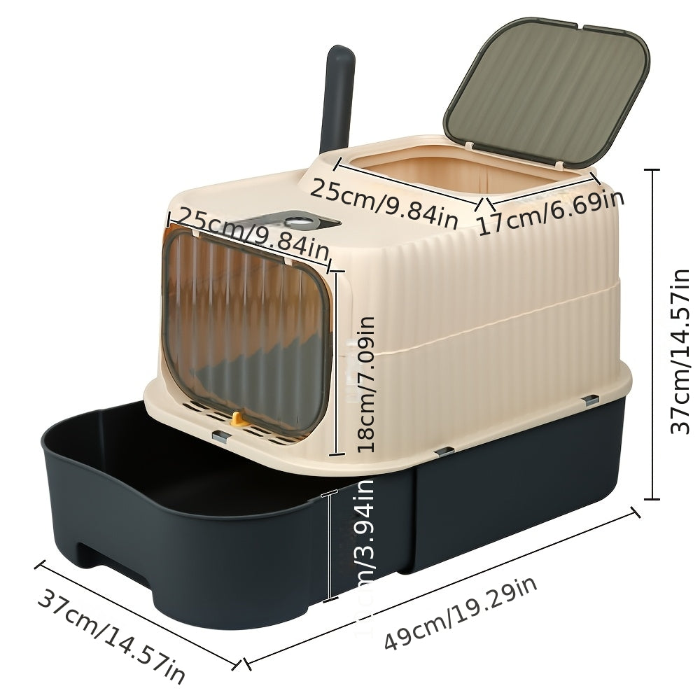 3-in-1 Convertible Cat Litter Box Enclosed with Hood | Top Entry Door | Removable Roof & Door for Semi-Open/Full Open Mode | 37x49x37cm, Litter Box Cat, Cat Litter Tray, Cat Litter Box Self Cleaning, Litter Box For Cats, Encl