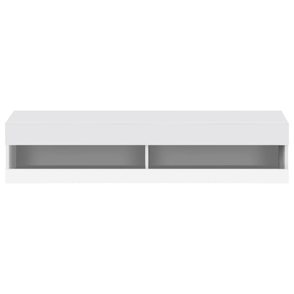 Modern White Low-Profile TV Stand Compatible for TVs - Wall-Mountable Media Console with Ample Storage, Metal Frame, Assembly, Space-Saving (140x40x30.5cm) for Living Room, Apartments & Small Homes -