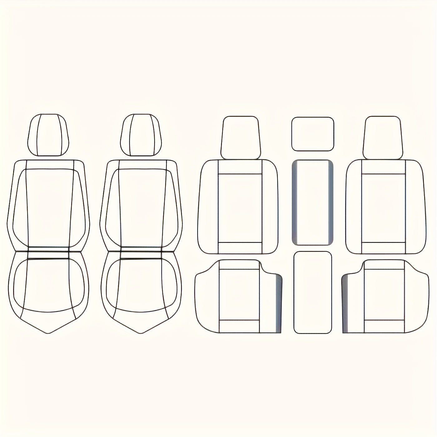 5-seater Luxury Car Seat Cover Faux Leather With 2 Headrest Waist Pillow Suitable For Most Cars SUV Truck Airbags Compatible With Waterproof Breathable