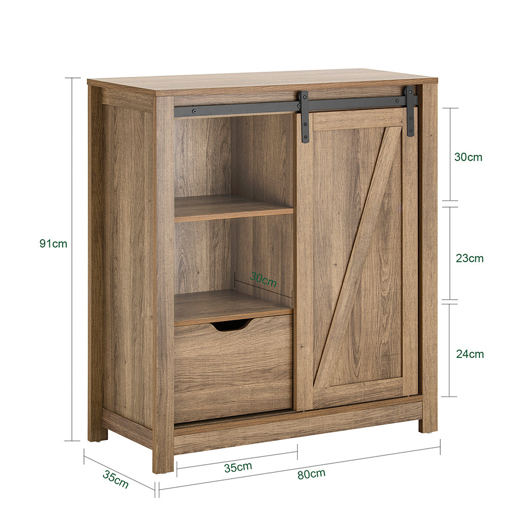 Schuifdeur Kast – Dressoir – Schoenenkast – Opbergkast – Kast Met Schuifdeur – Industrieel Design – Ruimtebesparend – 80x35x92 cm – Metaal En MDF