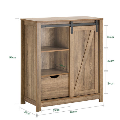 Schuifdeur Kast – Dressoir – Schoenenkast – Opbergkast – Kast Met Schuifdeur – Industrieel Design – Ruimtebesparend – 80x35x92 cm – Metaal En MDF