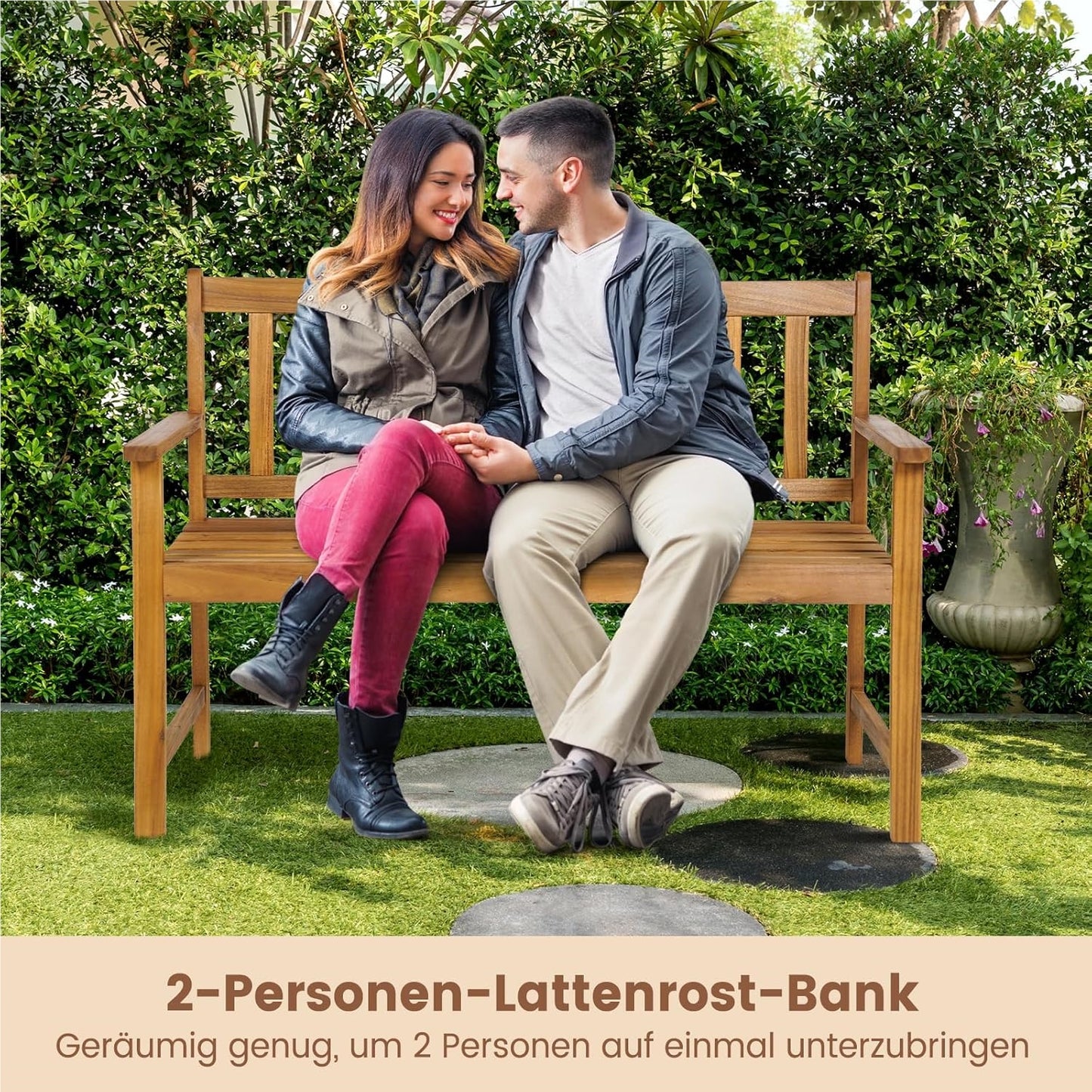 Tuinbank – Buitenbank – Balkonbank – Terrasbank – Parkbank – Massief Acaciahout – Weerbestendig – 2-Persoons – Draagvermogen 360 kg