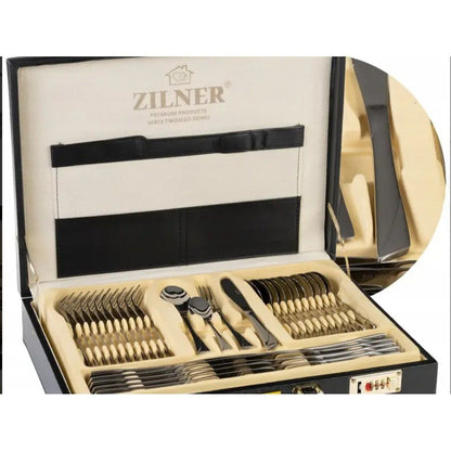 Cutlery in The Case | 72pcs | 12 People | Stainless Steel | Fork | Spoon | Knife | Ideal As a Gift | Case | ZL6507