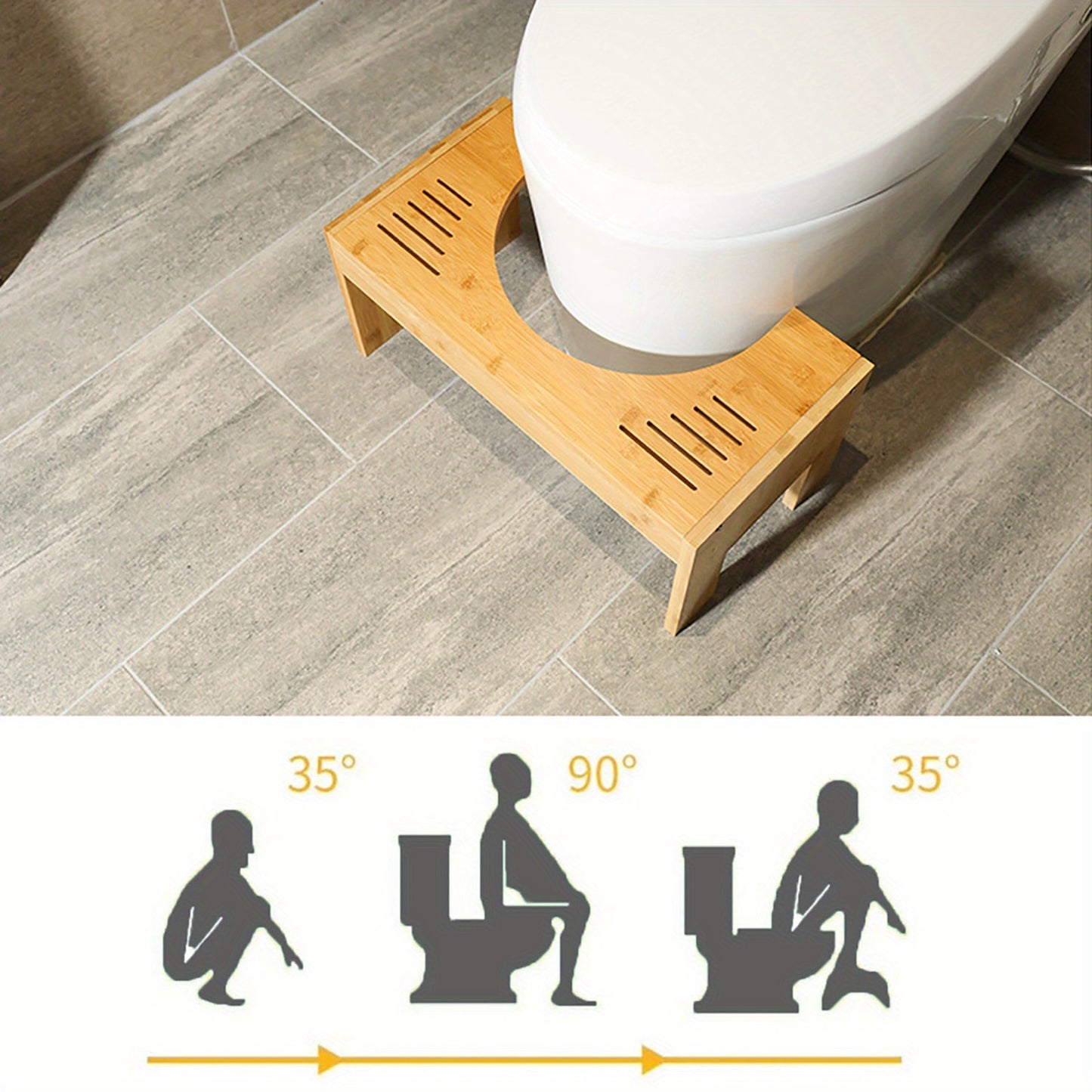 Toiletkrukje – WC Krukje – Opstapkrukje – Poepkrukje – Toiletsquat – Verstelbaar 17,8-22,9 cm – Duurzaam Bamboehout – Compact en Lichtgewicht
