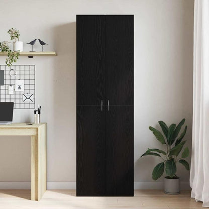 Opbergkast – Opbergmeubel – Kast – Opbergkast Voor Kantoor – Zwarte Eikenhout Composiet – 60x32x190 cm – Stijlvol En Ruim – Duurzaam En Verplaatsbaar