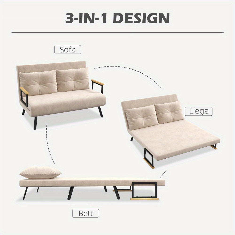 Slaapbank – Bedbank – Klapbank – Sofa Bed – 2-in-1 Bank – Verstelbare Rugleuning 180° – Memory Foam Kussens – Compact 102x73x81 cm – Stabiel Stalen Frame – Antislipvoeten