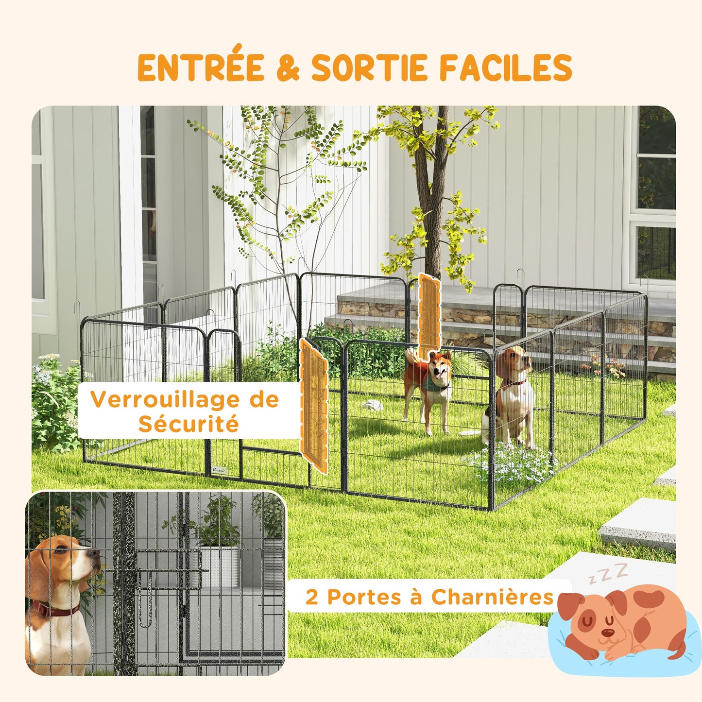 Dierenren – Hondenren – Konijnenren – Knaagdierren – Huisdierenren – Modulair Stalen Design – Afsluitbare Deur & Weerbestendig Grijs