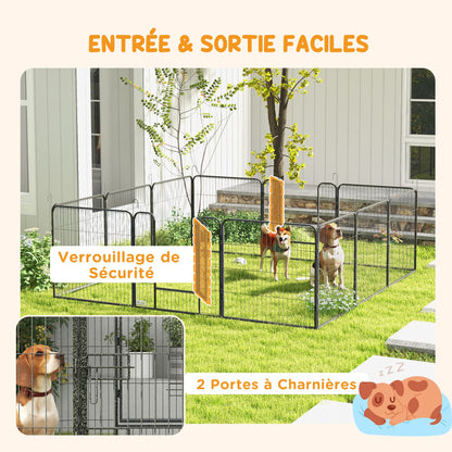 Dierenren – Hondenren – Konijnenren – Knaagdierren – Huisdierenren – Modulair Stalen Design – Afsluitbare Deur & Weerbestendig Grijs