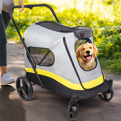 Hond Jogger Stroller – Hondenwagen – Hond Buggy – Hond Wandelwagen – Hond Pushchair – Extra Groot – Inclusief Regenhoes – 4 Wielen – Stevig Stalen Frame – Comfortabel Voor Oudere Honden