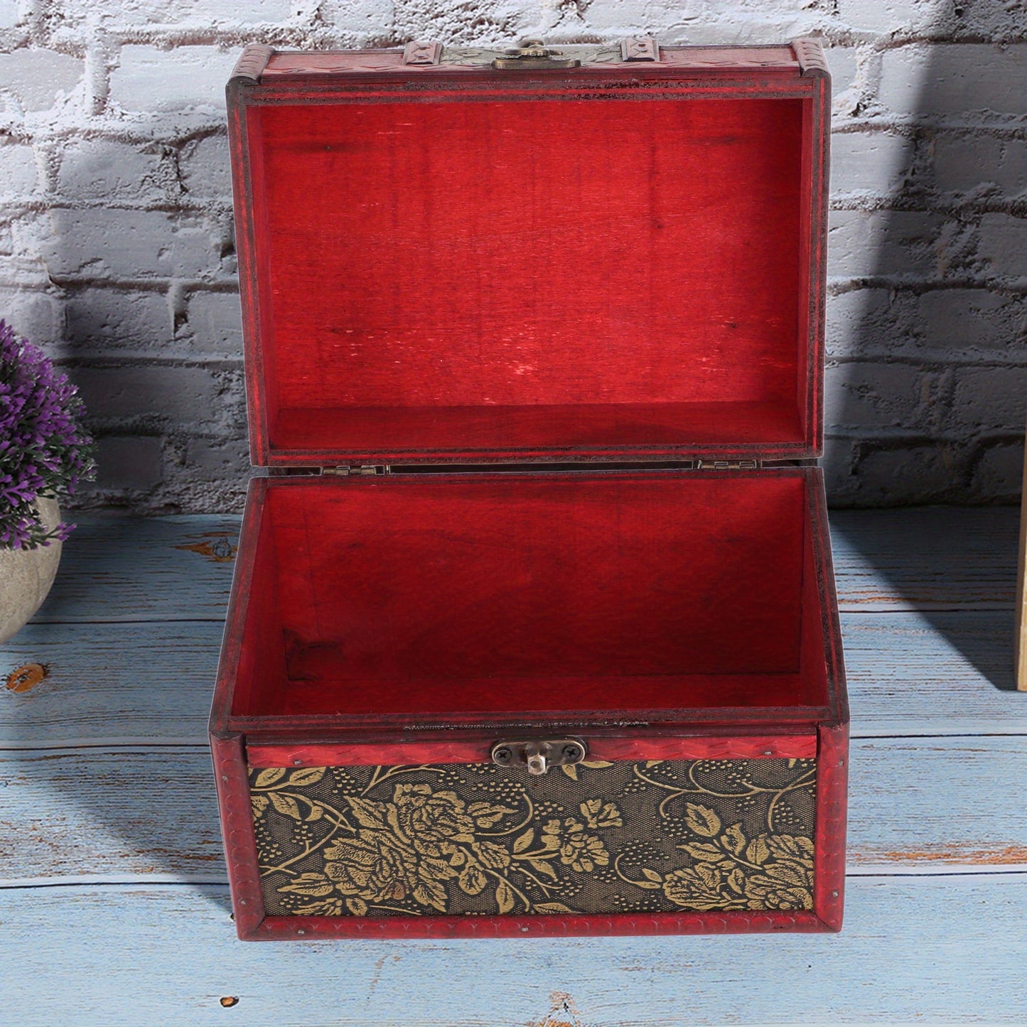 Houten Sieradendoos – Sieraden Organizer – Sieradenhouder – Sieradenkistje – Houten Bewaarbox – Vintage Mozaïekpatroon – Compacte Afmeting 18x13x12 cm