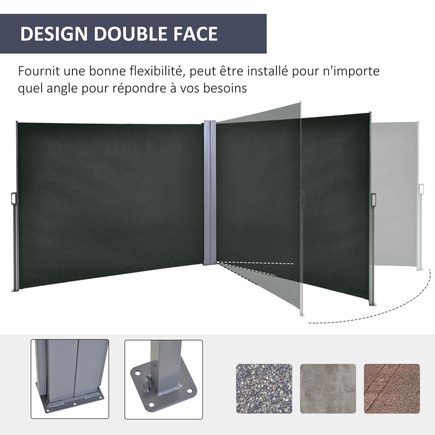 Uittrekbaar Scherm – Tuinafscheiding – Windscherm – Privacydoek – Balkonwand – Dubbelzijdige Privacy – 6 Meter Lang x 1,80 Meter Hoog – Anti-UV Polyester 180 g/m² Grijs