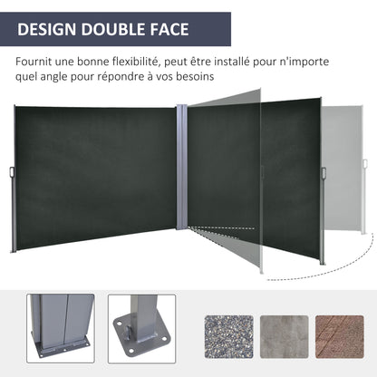 Uittrekbaar Scherm – Tuinafscheiding – Windscherm – Privacydoek – Balkonwand – Dubbelzijdige Privacy – 6 Meter Lang x 1,80 Meter Hoog – Anti-UV Polyester 180 g/m² Grijs