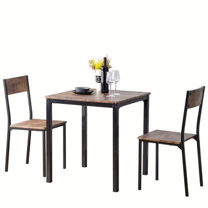 Eethoek – Zitgroep – Dinerset – Tafel Met 2 Stoelen – Balkonmeubilair – Compact En Praktisch – Massief Hout En Metaal