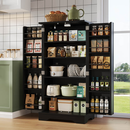 Keukenkast – Sideboard – Opbergkast – Buffetkast – Keukenmeubel – Zwart – 120x60x40 cm – Verstelbare Planken – Ruime Dubbele Deuren