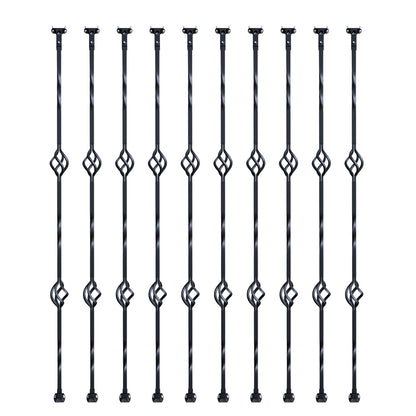 Stalen Balusters – Trapspijlen – Leuningpalen – Balustrade Spijlen – Trapleuningen – Gegalvaniseerd Staal – Set van 10 – Dubbel Mandje Design – Eenvoudig Af te Korten