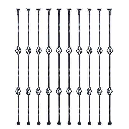 Stalen Balusters – Trapspijlen – Leuningpalen – Balustrade Spijlen – Trapleuningen – Gegalvaniseerd Staal – Set van 10 – Dubbel Mandje Design – Eenvoudig Af te Korten